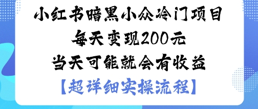 小红书暗黑小众冷门项目每天变现2张当天可能就会有收益-日入300副业网