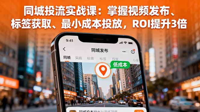 同城投流实战课：掌握视频发布、标签获取、最小成本投放，ROI提升3倍-日入300副业网