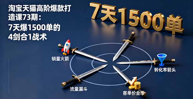 淘宝天猫高阶爆款打造课73期：7天爆1500单的4剑合1战术-日入300副业网