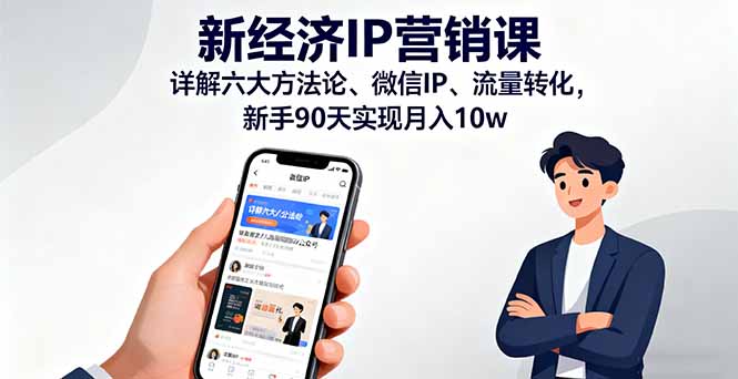 新经济IP营销课：详解六大方法论、微信IP、流量转化，新手90天实现月入10w-日入300副业网
