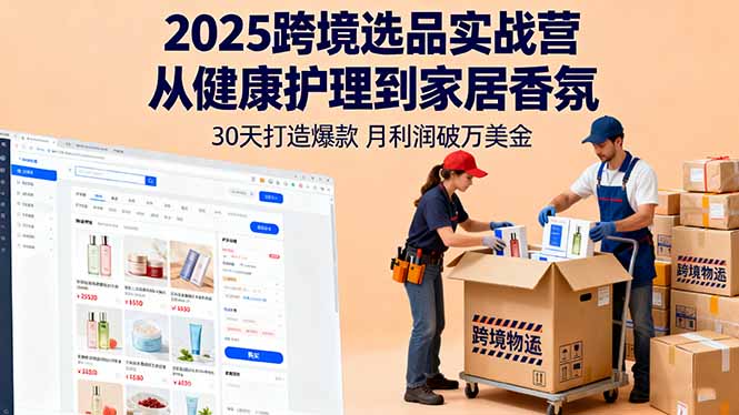 2025跨境选品实战营：从健康护理到家居香氛，30天打造爆款,月利润破万美金-日入300副业网
