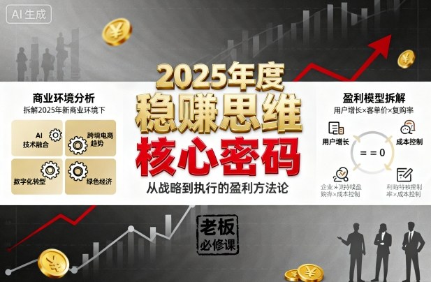 2025年度稳賺思维老板创业营，拆解2025年新商业环境下，企业实现持续盈利的核心密码-日入300副业网