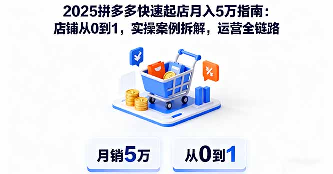 2025拼多多快速起店月入5万指南：店铺从0到1，实操案例拆解，运营全链路-日入300副业网