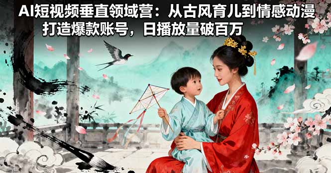 AI短视频垂直领域营：从古风育儿到情感动漫，打造爆款账号,日播放量破百万-日入300副业网