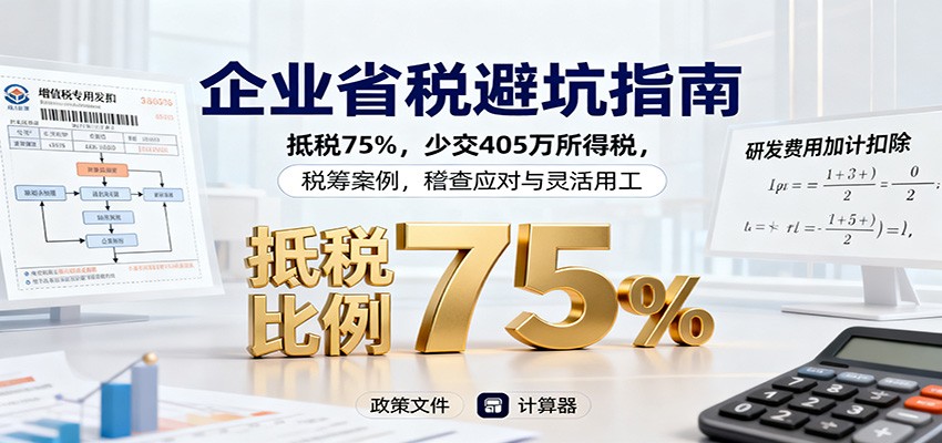 企业省税避坑指南：抵税75%，少交405万所得税，税筹案例，稽查应对与灵活用工-日入300副业网