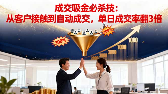 吸金成交营销必杀技：从客户接触到自动成交，单日成交率翻3倍-日入300副业网