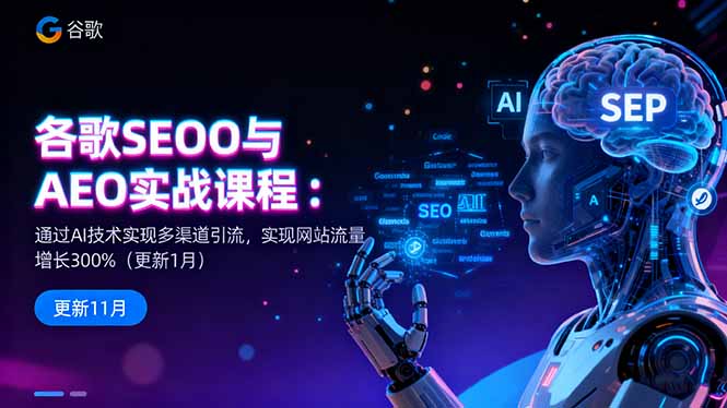 谷歌SEO与AEO实战课程：通过AI技术实现多渠道引流，实现网站流量增长300%-日入300副业网