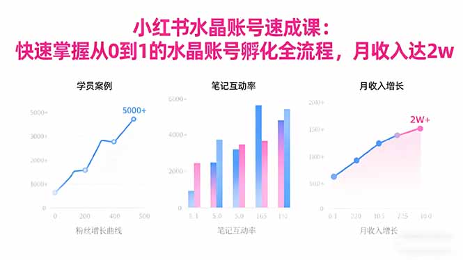 2025小红书水晶账号速成课:快速掌握从0-1水晶账号孵化全流程,月收入达2w-日入300副业网