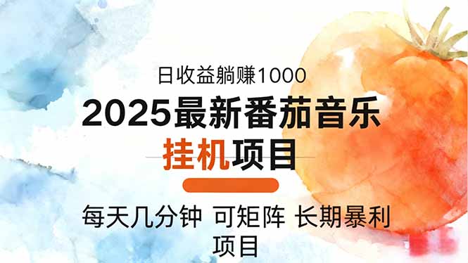 2025年最新番茄音乐人挂机项目，每天几分钟，月入1000＋，可矩阵，一台...-日入300副业网