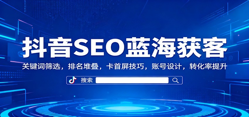 抖音SEO蓝海获客：关键词筛选，排名堆叠，卡首屏技巧，账号设计，转化率提升-日入300副业网