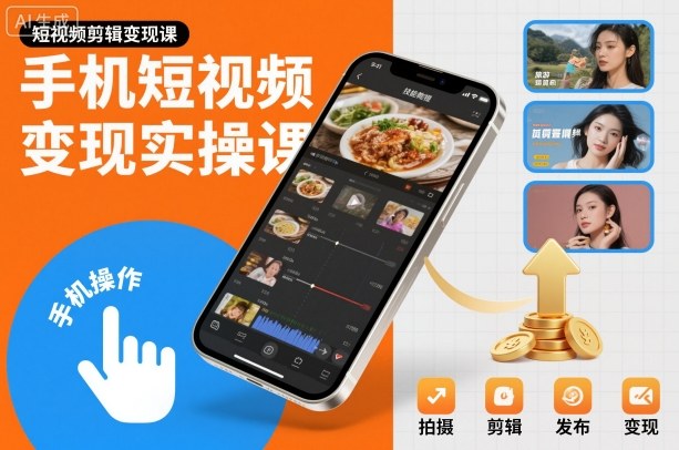 手机短视频变现实操课，短视频剪辑变现课-日入300副业网